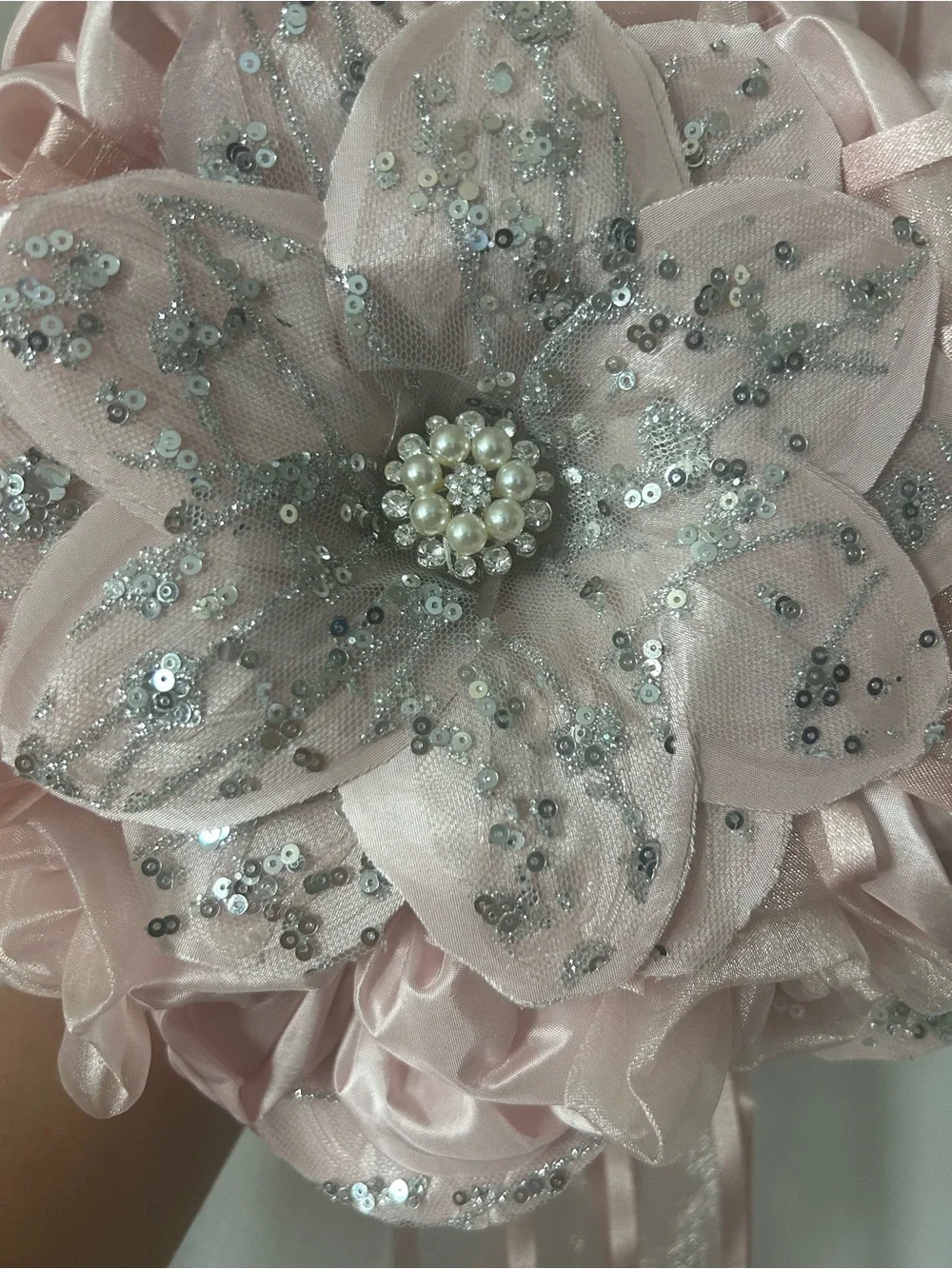 Elegant Blush Pink Sequined Floral Bouquet